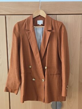 Sezane Rust Brown Blazer with Cream Lining, US2, VGUC, French Chic Lux